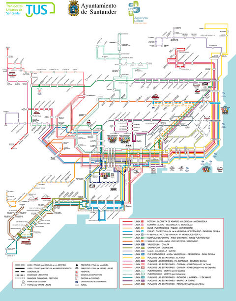 Bus routes network of Santander