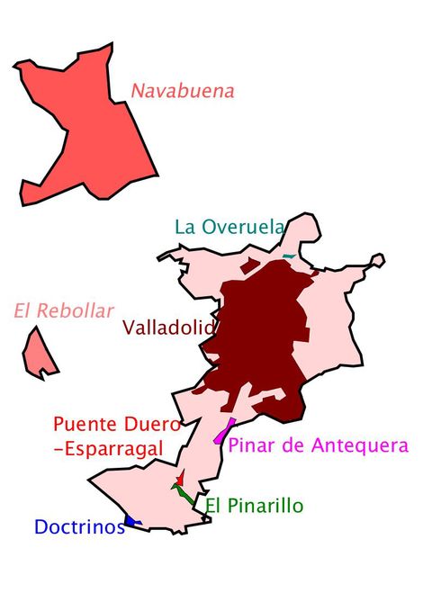 Valladolid, con sus territorios y sus núcleos de población 2010