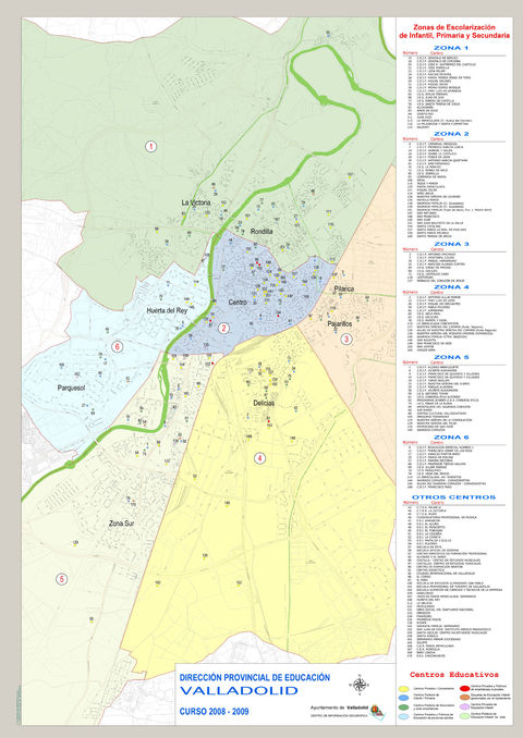 Schooling areas in Valladolid 2008