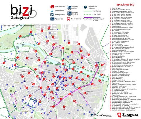 Zaragoza cycle routes network