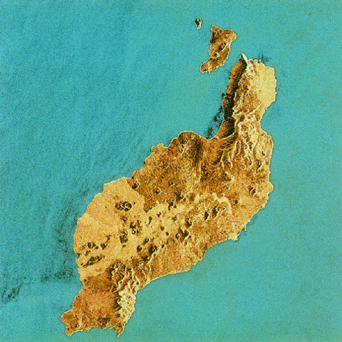 Imagen satelital de la Isla Lanzarote 1991