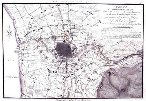 Map of the contours of Valencia 1823