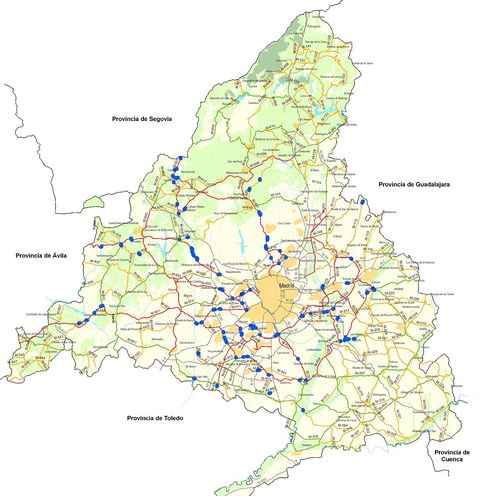 Mapa de las carreteras de Madrid 2009