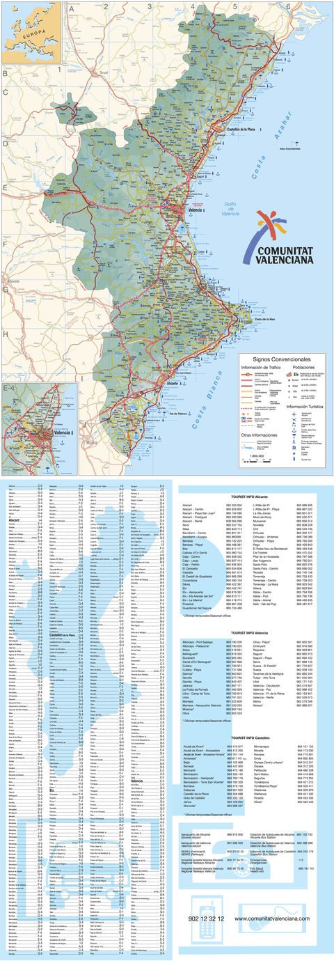 Mapa de carreteras de la Comunidad Valenciana