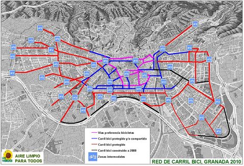 Bike routes and paths in Granada 2010