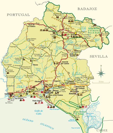 mapa de carreteras de huelva Mapa de Huelva | Gifex