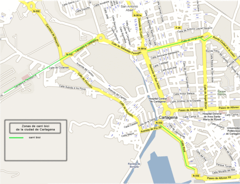 Bike routes and paths in Cartagena