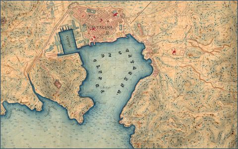 Map of the City of Cartagena and dockyard 1860