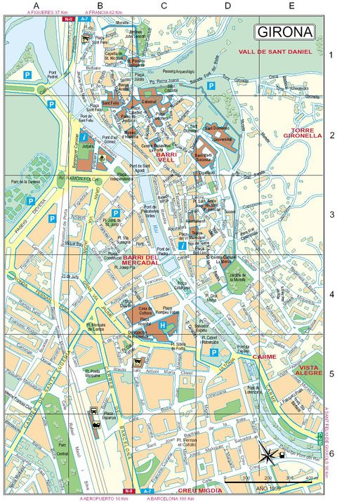 Girona - Girona downtown map 1999 | Gifex