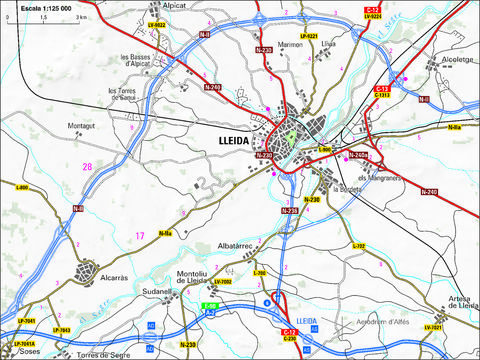 Mapa de accesos a Lérida