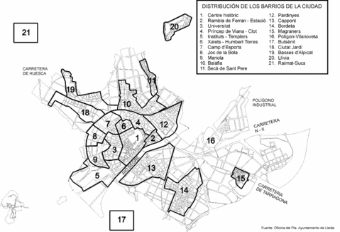 Neighborhoods of the city of Lleida