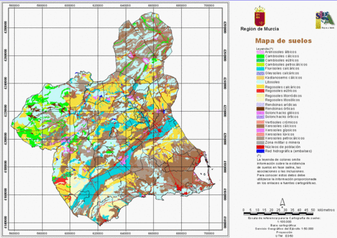 Mapa de suelos de la Región de Murcia