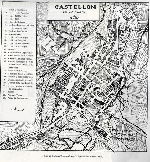 Castellón de la Plana map 1852