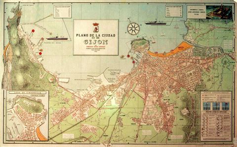 Map of the city of Gijón 1962