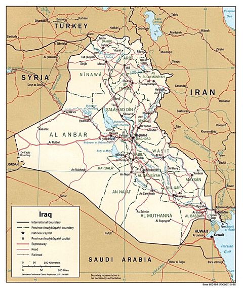 Iraq Political Map 1996