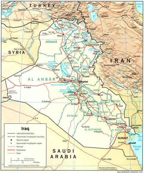 Iraq Physical Map 2004