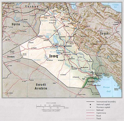 Iraq Physical Map 1993