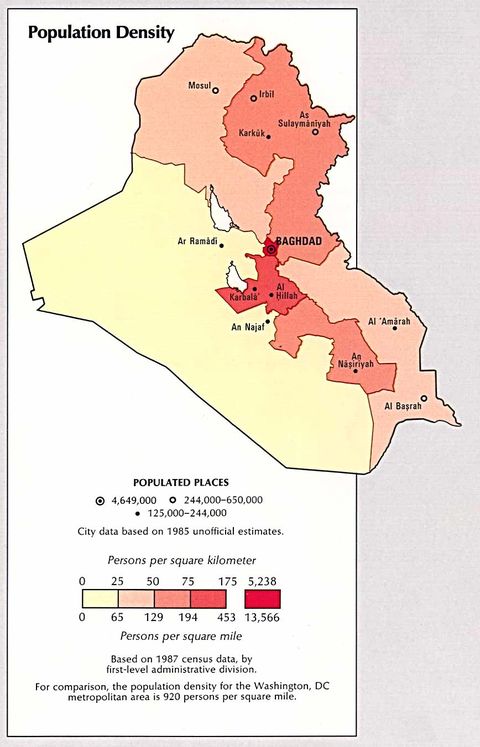 Densidad de población de Irak 1993