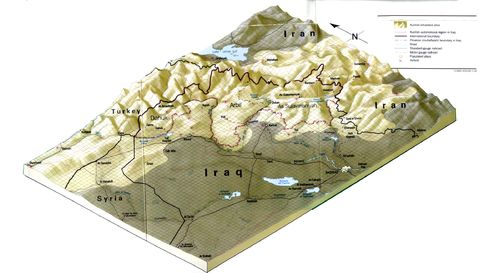 Características físicas de las regiones Kurdas de Irak 1992