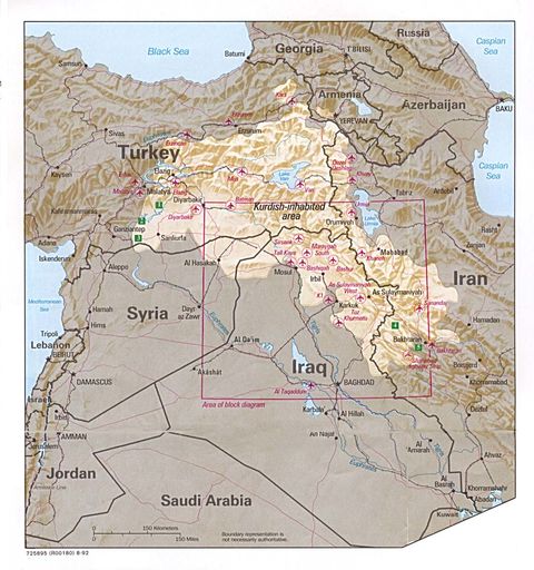 Kurdish-inhabited land 1992