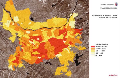 Population density of Tirana