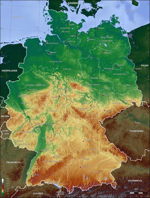 Germany topographic map 