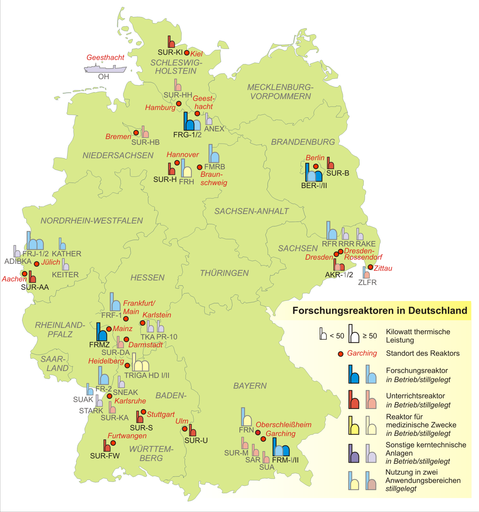 centrales nucleares en alemania mapa Reactores nucleares de investigación en Alemania | Gifex