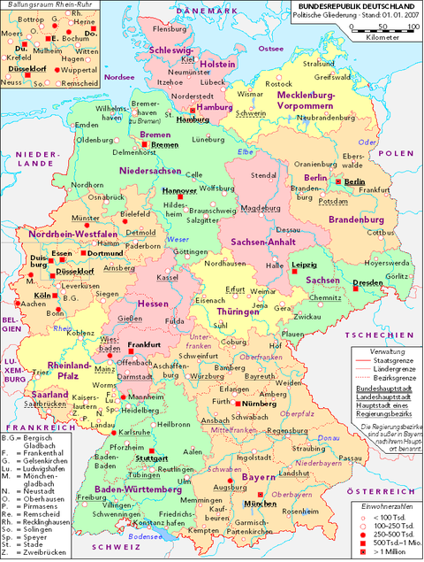 Political map of Germany 2007