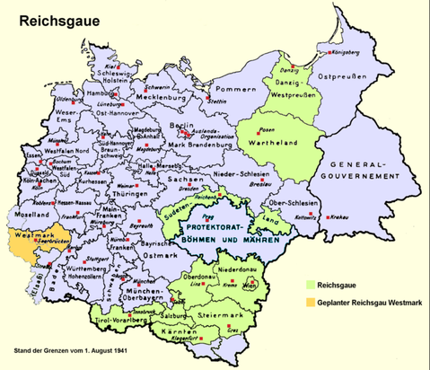 Administrative districts in territories under the control of Nazi Germany in 1941