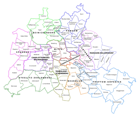 The boroughs of Berlin and their subdivisions 2007