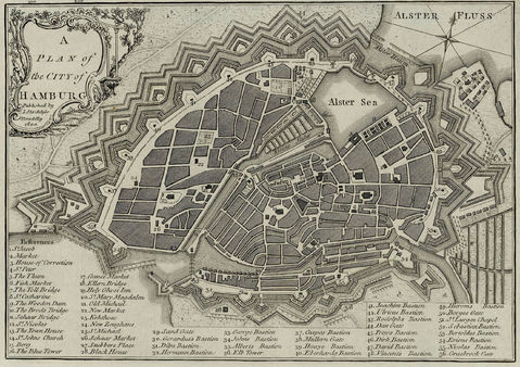 Un plano de la ciudad de Hamburgo 1800