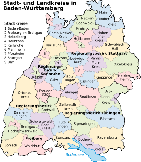 Mapa de Baden-Wurtemberg