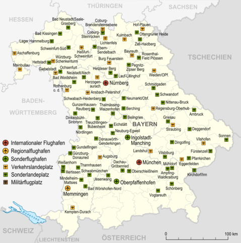 Aeropuertos y aeródromos en Baviera 2007