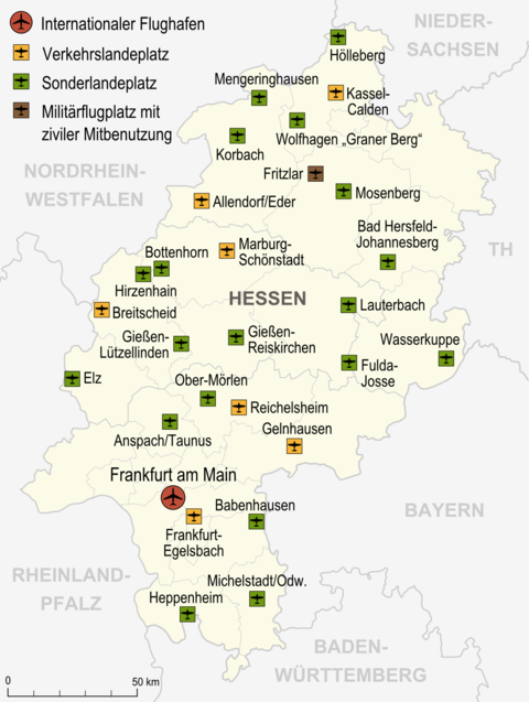 Aeropuertos y aeródromos en Hesse 2007