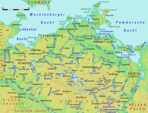 Physical map of Mecklenburg-Vorpommern 2008