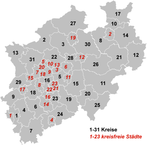 Map of North Rhine-Westphalia 2007