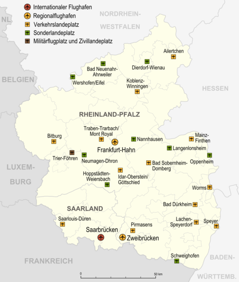 Aeropuertos y aeródromos en Renania-Palatinado 2007