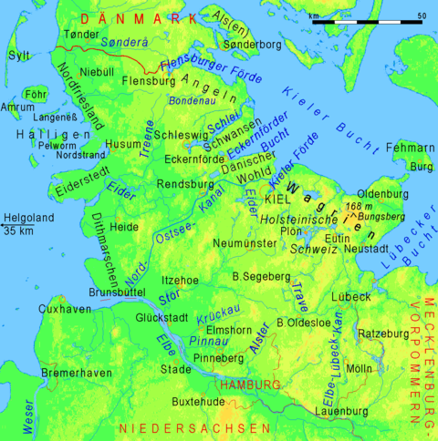 Physical map of Schleswig-Holstein 2008