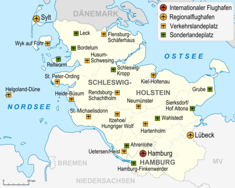 Aeropuertos y aeródromos en Schleswig-Holstein 2007