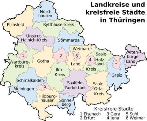 turingia alemania mapa Mapa de Turingia | Gifex