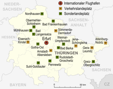 Aeropuertos y aeródromos en Turingia 2007