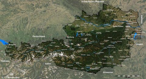 Austria satellite map