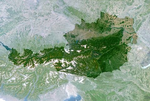 Satellite image of Austria