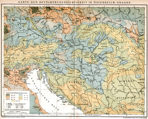 Densidad de población en Austria-Hungría 1897