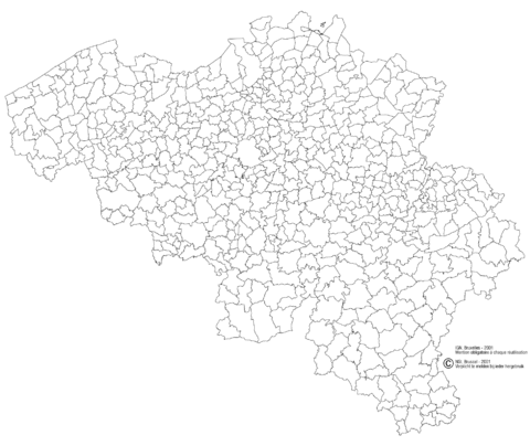 Mapa en blanco de los municipios de Bélgica