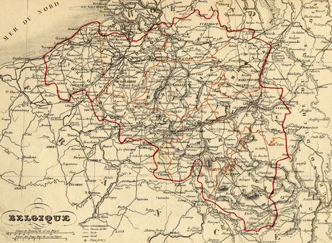 Mapa de Bélgica 1843