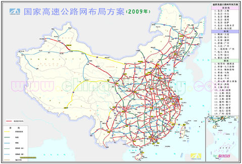 Mapa de carreteras de China 2009