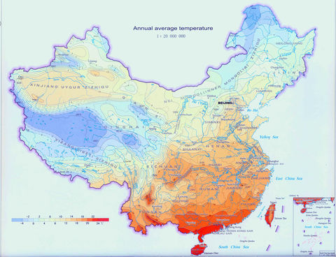 China annual average temperature