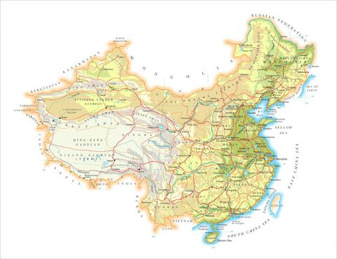 Mapa físico de China