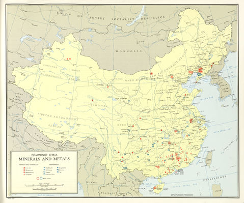 Los minerales y metales en China 1967